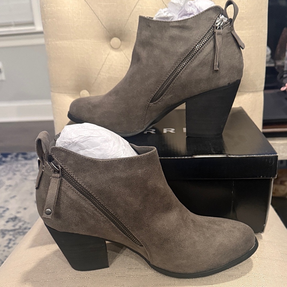 Torrid Gray PU Side Zip Booties - New